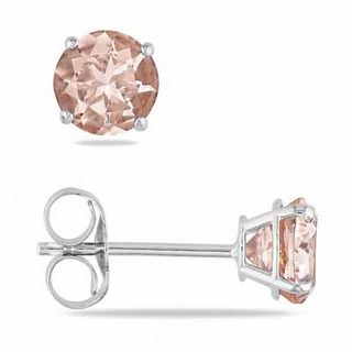 5.0mm Morganite Solitaire Stud Earrings in 14K White Gold