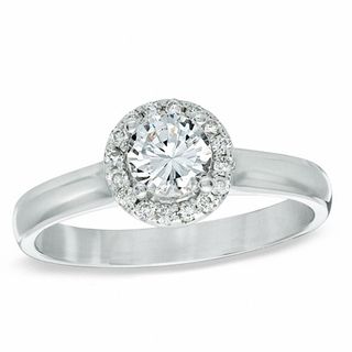 0.60 CT. T.W. Certified Canadian Diamond Frame Engagement Ring in 14K White Gold (I/I1)