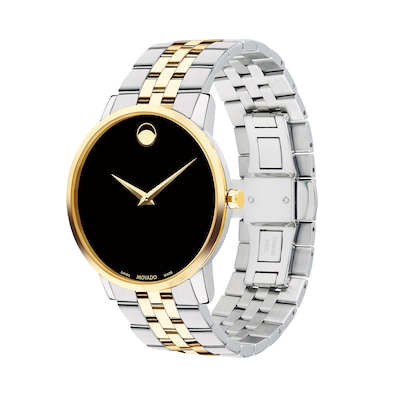 Men's Movado Museum® Classic Two-Tone PVD Watch with Black Dial (Model: 0607200)