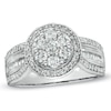 1.00 CT. T.W. Diamond Cluster Frame Ring in 10K White Gold