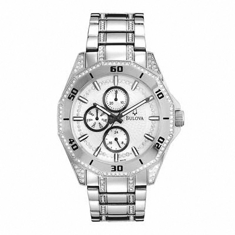 Men's Bulova Crystal Collection Watch with Silver-Tone Dial (Model: 96C110)