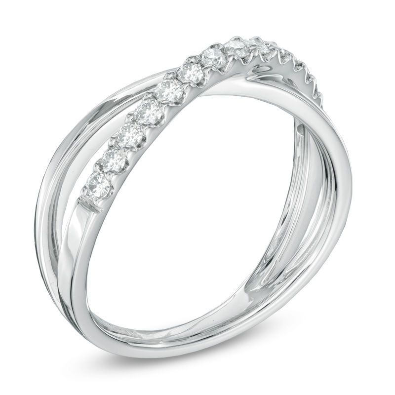 0.33 CT. T.W. Diamond "X" Band in 10K White Gold|Peoples Jewellers