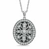 Lab-Created White Sapphire Oval Locket Pendant in Sterling Silver