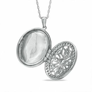 Lab-Created White Sapphire Oval Locket Pendant in Sterling Silver