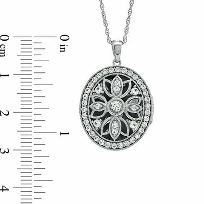 Lab-Created White Sapphire Oval Locket Pendant in Sterling Silver