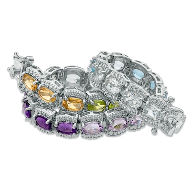 Multi-Gemstone Bracelet in Sterling Silver - 7.5"