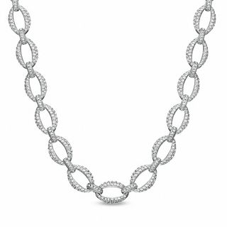 AVA Nadri Crystal Open Link Necklace in White Rhodium Brass - 16"