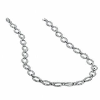 AVA Nadri Crystal Open Link Necklace in White Rhodium Brass - 16"