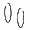 AVA Nadri Crystal Inside-Out Hoop Earrings in Hematite Grey Plated Brass