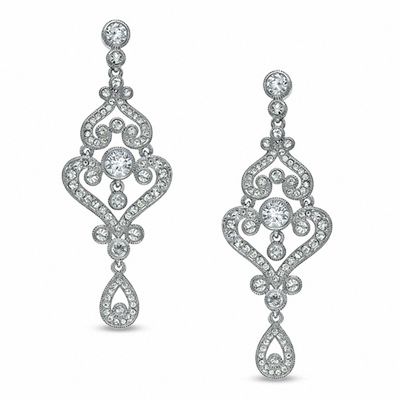 AVA Nadri Crystal Chandelier Earrings in White Rhodium Brass