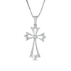 Thumbnail Image 0 of Diamond Accent Solitaire Gothic-Style Cross Pendant in Sterling Silver