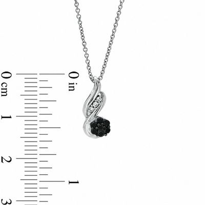 0.15 CT. T.W. Enhanced Black and White Diamond Cluster Flame Pendant in Sterling Silver