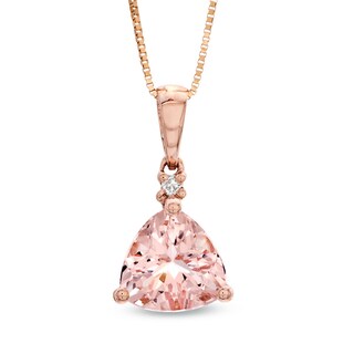 8.0mm Trillion-Cut Morganite and Diamond Accent Pendant in 10K Rose Gold