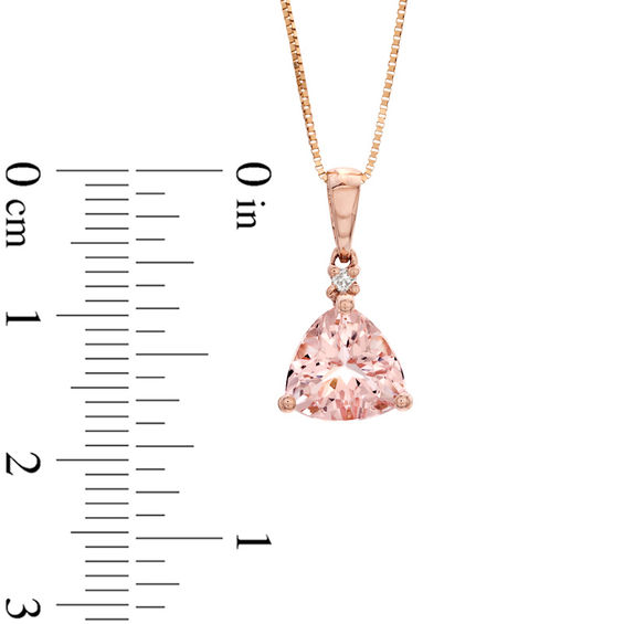 8.0mm Trillion-Cut Morganite and Diamond Accent Pendant in 10K Rose Gold