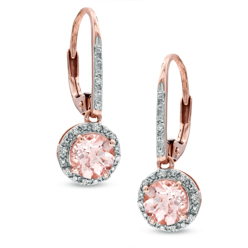 6.0mm Morganite and Diamond Accent Earrings in 10K Rose Gold|Peoples Jewellers