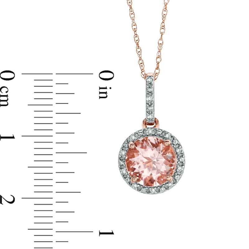 8.0mm Morganite and Diamond Accent Pendant in 10K Rose Gold