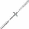 Thumbnail Image 0 of Diamond Accent Sideways Cross Chain Bracelet in Sterling Silver
