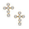 Small Lab-Created White Sapphire Cross Stud Earrings in 14K Gold