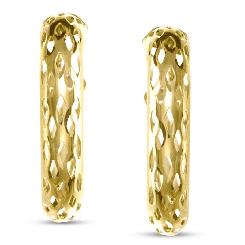 Main Image 1 of Etched Hoop Earrings in 14K Gold