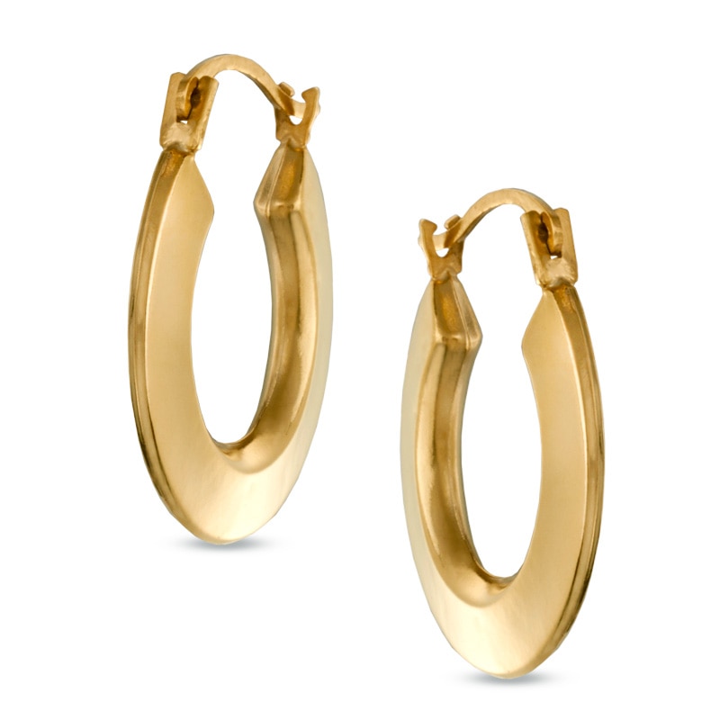 Round Flat Hoop Earrings in 14K Gold