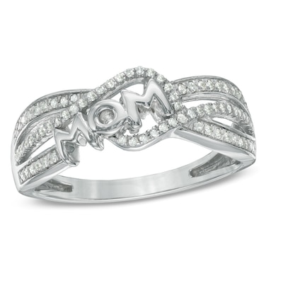 0.20 CT. T.W. Diamond "MOM" Ring in Sterling Silver