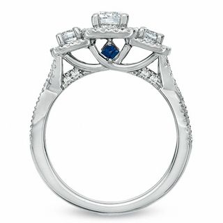 Vera Wang Love Collection 0.95 CT. T.W. Diamond Three Stone Twist Shank Engagement Ring in 14K White Gold