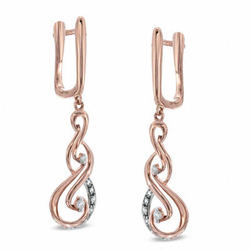 0.10 CT. T.W. Diamond Three Tier Drop Earrings in 10K Rose Gold|Peoples Jewellers