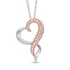 Thumbnail Image 0 of 0.15 CT. T.W. Diamond Ribbon Heart Pendant in 10K Two-Tone Gold