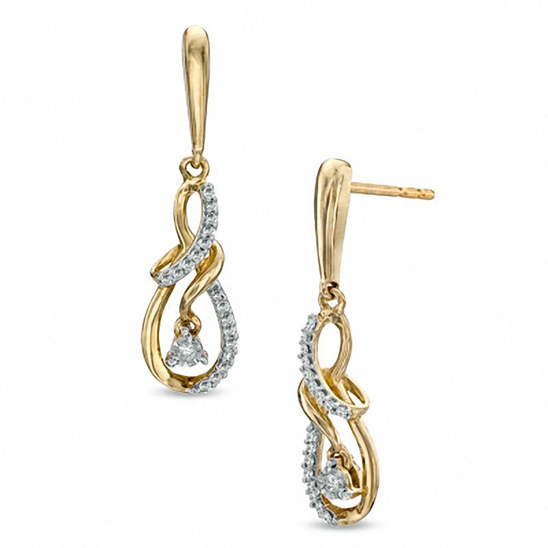 0.10 CT. T.W. Diamond Infinity Symbol Drop Earrings in 10K Gold|Peoples Jewellers