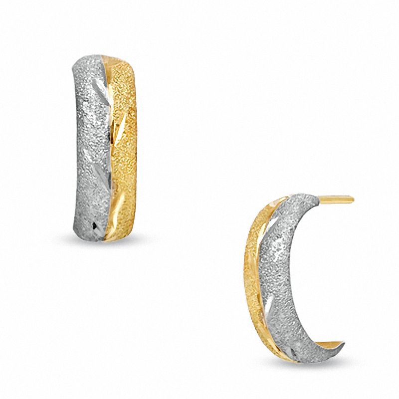 Diamond-Cut Hoop Earrings in 14K Two-Tone Gold