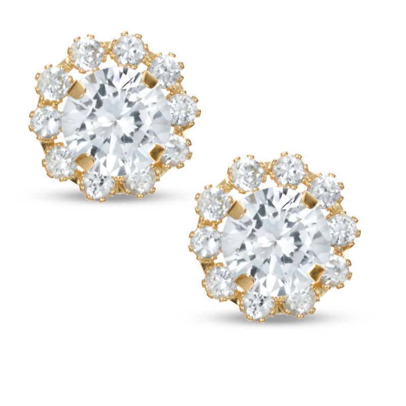 5.0mm Crystal Flower Stud Earrings in 14K Gold|Peoples Jewellers