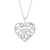 Diamond Accent Scroll "MOM" Heart Pendant in Sterling Silver