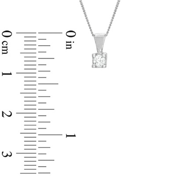 0.10 CT. Certified Canadian Diamond Square-Set Solitaire Pendant in 14K White Gold - 17"(I/I2)