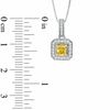 0.70 CT. T.W. Certified Cushion-Cut Natural Yellow and White Diamond Pendant in 14K White Gold (P/I1)