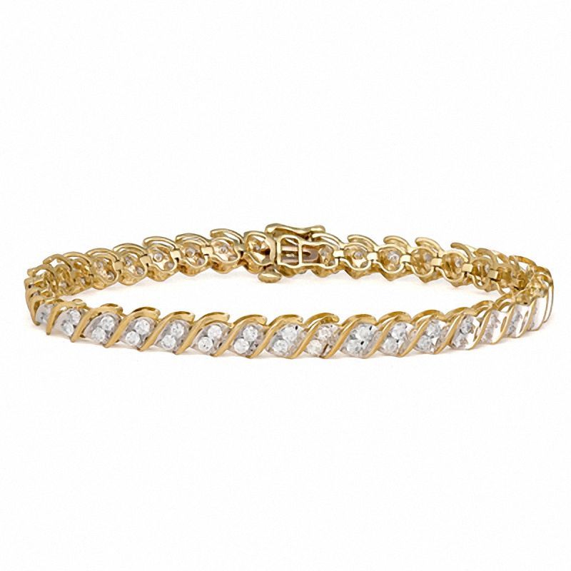 Main Image 2 of 3.00 CT. T.W. Diamond Cascading Tennis Bracelet in 10K Gold - 7.25&quot;