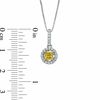 0.58 CT. T.W. Certified Cushion-Cut Natural Yellow and White Diamond Pendant in 14K White Gold (P/I1)