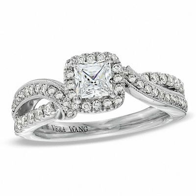 Vera Wang Love Collection 0.83 CT. T.W. Princess-Cut Diamond Engagement Ring in 14K White Gold