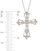 Diamond Accent Cross Pendant in Sterling Silver and 10K Rose Gold