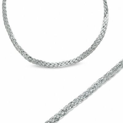 Sterling Silver 7.0mm Herringbone Necklace and Bracelet Set