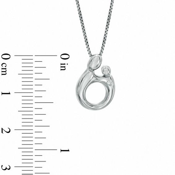 Diamond Accent Solitaire Motherly Love Pendant in Sterling Silver