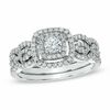 Thumbnail Image 0 of 0.62 CT. T.W. Diamond Double Frame Three Piece Bridal Set in 10K White Gold