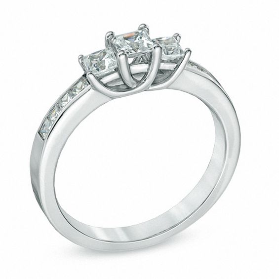 0.50 CT. T.W. Princess-Cut Diamond Three Stone Engagement Ring in 10K White Gold