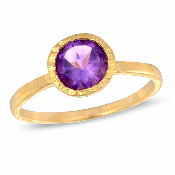 Piara™ 7.0mm Amethyst Ring in Sterling Silver with 18K Gold Plate