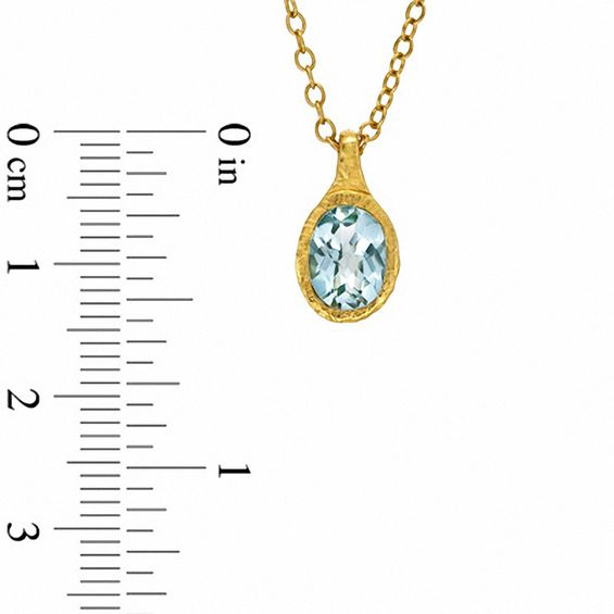 Piara™ Oval Blue Topaz Pendant in Sterling Silver with 18K Gold Plate - 17.5"