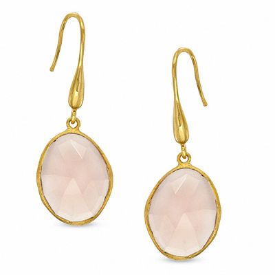 Piara™ Oval Pink Chalcedony Earrings in Sterling Silver with 18K Gold Plate