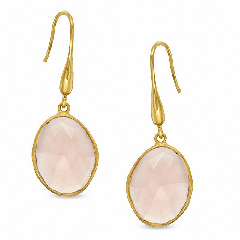 Piara™ Oval Pink Chalcedony Earrings in Sterling Silver with 18K Gold Plate