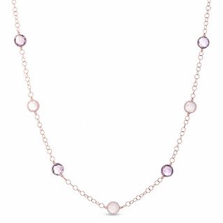 Piara™ Amethyst and Rose Quartz Necklace in Sterling Silver with 18K Rose Gold Plate - 35.25