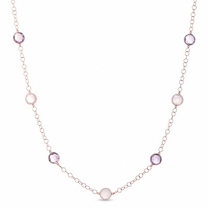 Piara™ Amethyst and Rose Quartz Necklace in Sterling Silver with 18K Rose Gold Plate - 35.25|Peoples Jewellers