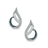 0.15 CT. T.W. Enhanced Black and White Diamond Flame Drop Earrings in Sterling Silver