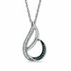 0.09 CT. T.W. Enhanced Black and White Diamond Flame Pendant in Sterling Silver